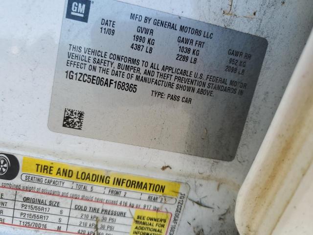 1G1ZC5E06AF168365 - 2010 CHEVROLET MALIBU 1LT 白色 照片 10