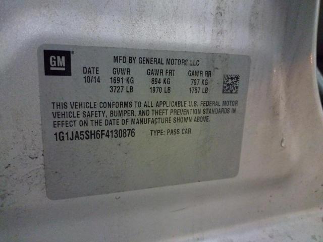 1G1JA5SH6F4130876 - 2015 CHEVROLET SONIC LS SILVER photo 12