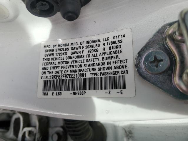 19XFB2F97EE210891 - 2014 HONDA CIVIC EXL أبيض صورة 10