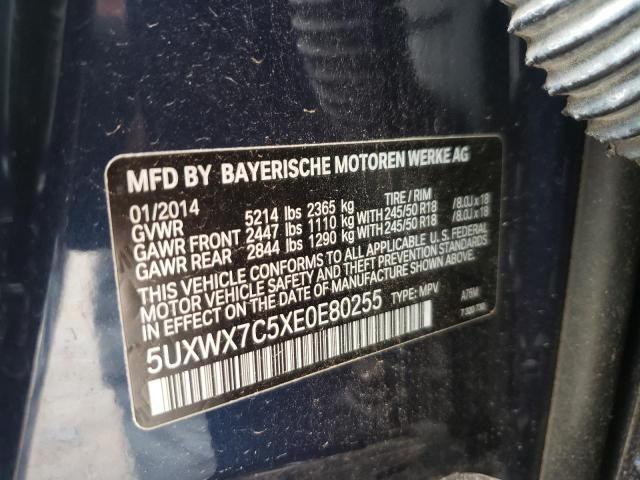 5UXWX7C5XE0E80255 - 2014 BMW X3 XDRIVE3 BLUE photo 10