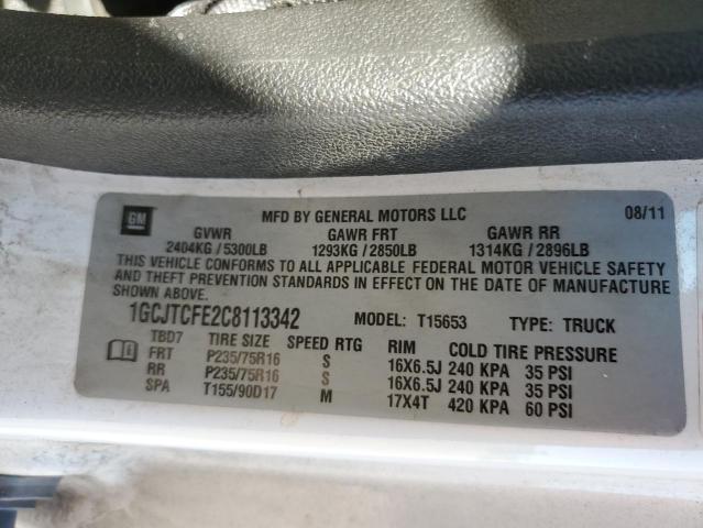 1GCJTCFE2C8113342 - 2012 CHEVROLET COLORADO L WHITE photo 10