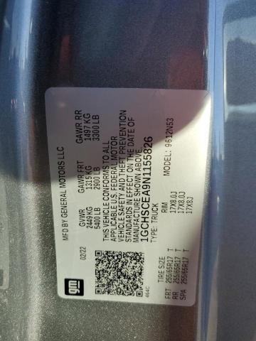 1GCHSCEA9N1155826 - 2022 CHEVROLET COLORADO L SILVER photo 10
