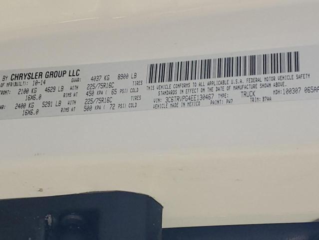 3C6TRVPG4EE130467 - 2014 RAM PROMASTER WHITE photo 10