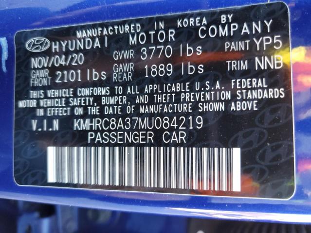 KMHRC8A37MU084219 - 2021 HYUNDAI VENUE SEL BLUE photo 10