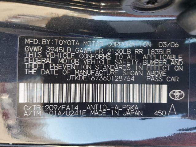 JTKDE167360128764 - 2006 TOYOTA SCION TC გრაფიტი ფოტო 10