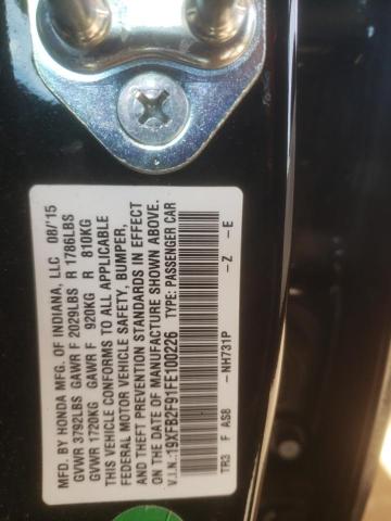 19XFB2F91FE100226 - 2015 HONDA CIVIC EXL Qara foto 12