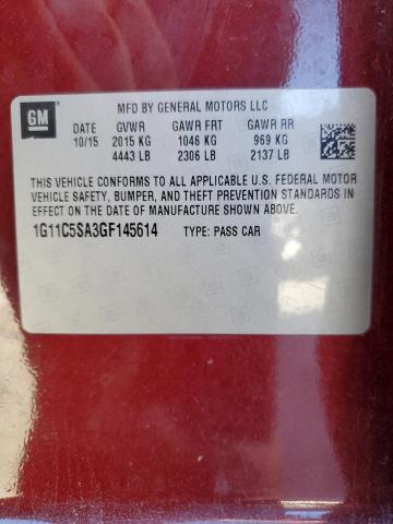 1G11C5SA3GF145614 - 2016 CHEVROLET MALIBU LIM 勃艮第红 照片 12