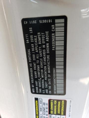 WVWBW7AH9CV003961 - 2012 VOLKSWAGEN EOS KOMFOR თეთრი ფოტო 10