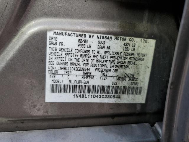 1N4BL11D43C230544 - 2003 NISSAN ALTIMA SE TAN photo 10