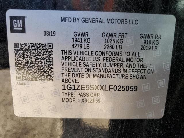 1G1ZE5SXXLF025059 - 2020 CHEVROLET MALIBU PRE შავი ფოტო 10