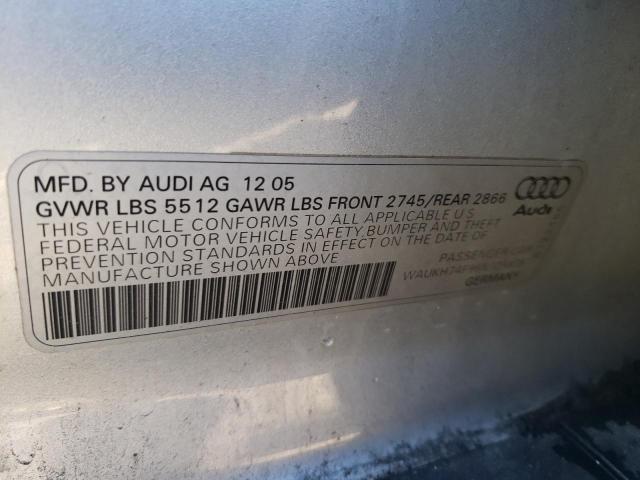 WAUKH74F96N125838 - 2006 AUDI A6 AVANT Q SILVER photo 12