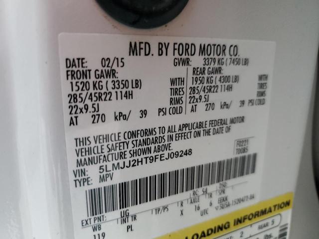 5LMJJ2HT9FEJ09248 - 2015 LINCOLN NAVIGATOR 白色 照片 10