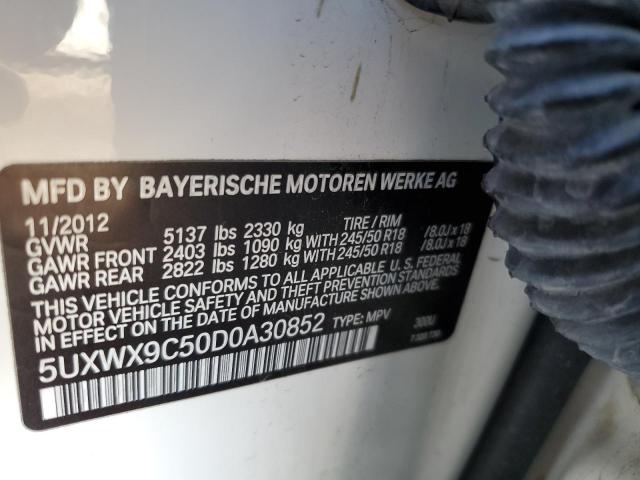 5UXWX9C50D0A30852 - 2013 BMW X3 XDRIVE2 WHITE photo 10