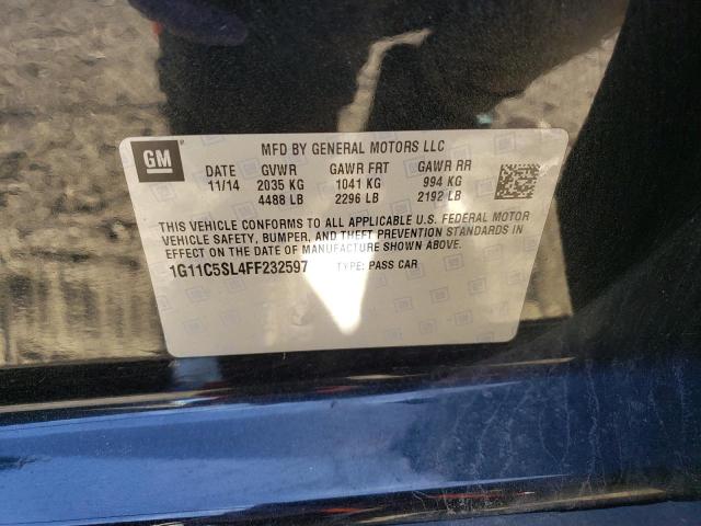 1G11C5SL4FF232597 - 2015 CHEVROLET MALIBU 1LT შავი ფოტო 10