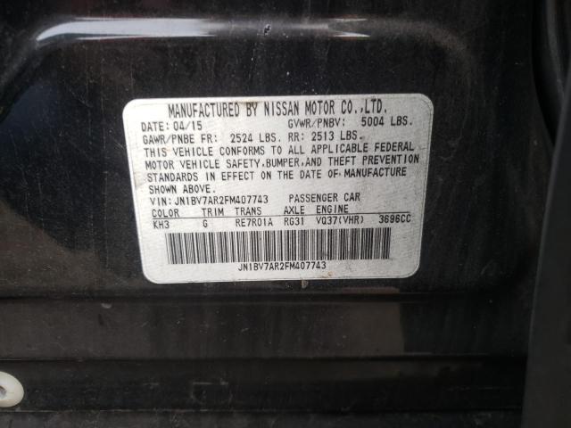 JN1BV7AR2FM407743 - 2015 INFINITI Q50 BASE BLACK photo 10