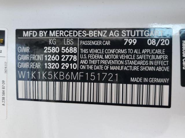 W1K1K5KB6MF151721 - 2021 MERCEDES-BENZ E 450 4MAT WHITE photo 10