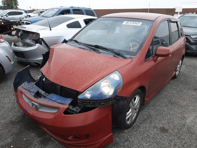 JHMGD38687S013931 - 2007 HONDA FIT S RED photo 2