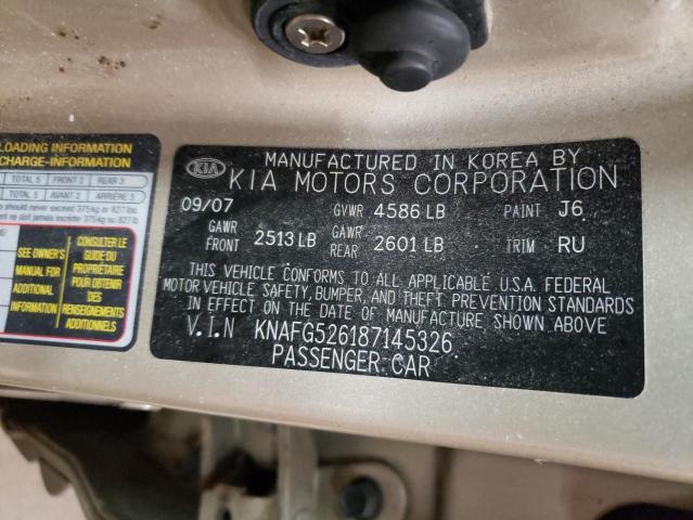 KNAFG526187145326 - 2008 KIA RONDO LX BEIGE photo 10