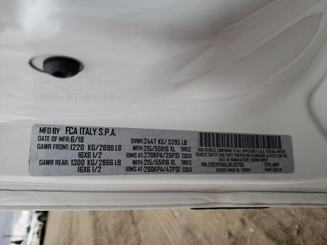 ZFBERFAB5J6L30765 - 2018 RAM PROMASTER WHITE photo 10