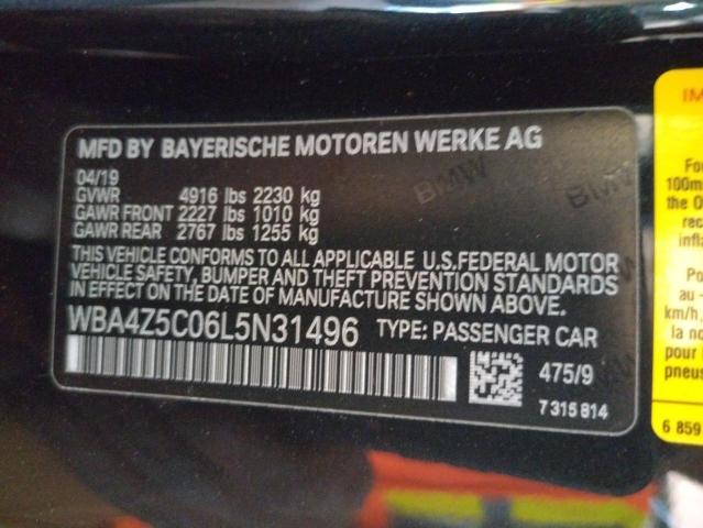 WBA4Z5C06L5N31496 - 2020 BMW 440I Սև լուսանկար 10