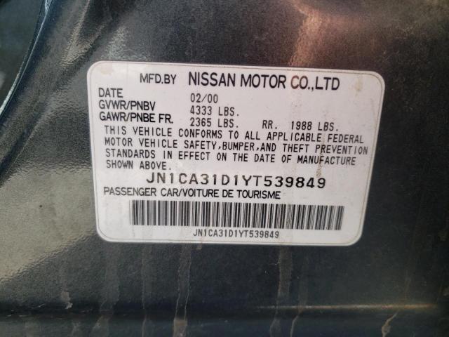 JN1CA31D1YT539849 - 2000 NISSAN MAXIMA GLE CHARCOAL photo 10