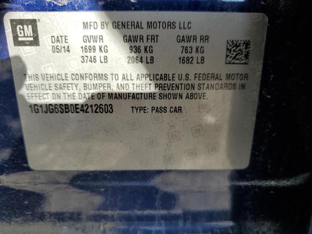 1G1JG6SB0E4212603 - 2014 CHEVROLET SONIC RS BLUE photo 12