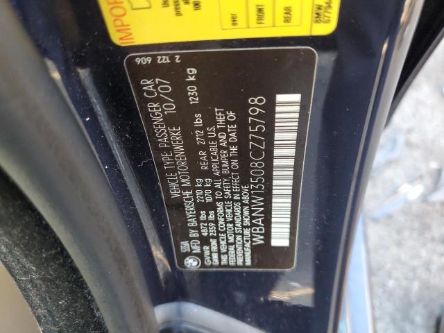 WBANW13508CZ75798 - 2008 BMW 535 I أزرق صورة 10