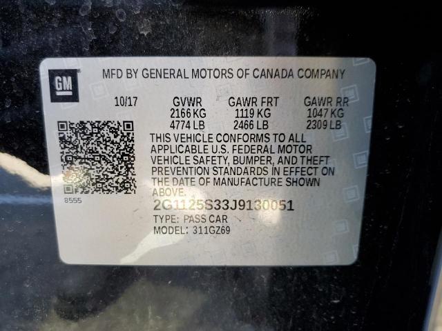 2G1125S33J9130051 - 2018 CHEVROLET IMPALA PRE შავი ფოტო 12