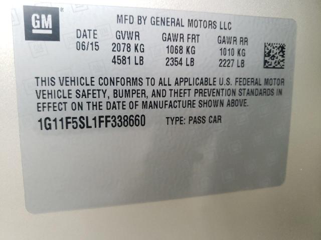 1G11F5SL1FF338660 - 2015 CHEVROLET MALIBU LTZ 银色 照片 10