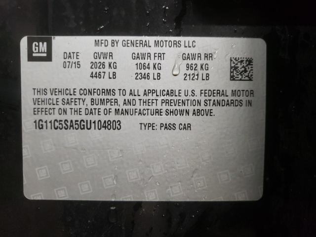 1G11C5SA5GU104803 - 2016 CHEVROLET MALIBU LIM 黑色 照片 10