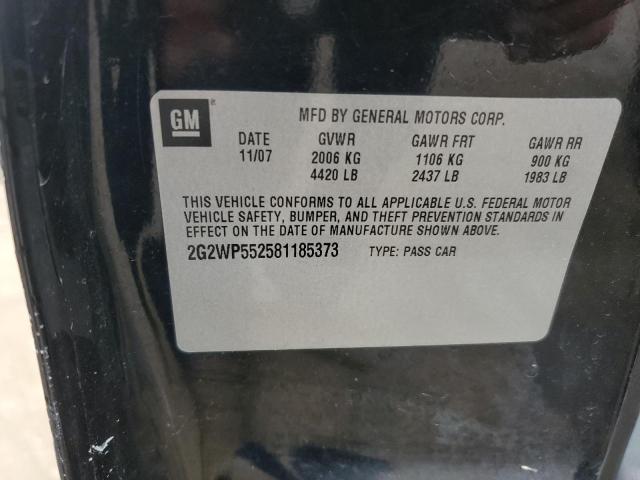 2G2WP552581185373 - 2008 PONTIAC GRAND PRIX შავი ფოტო 12