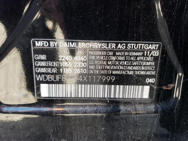 WDBUF82J64X117999 - 2004 MERCEDES-BENZ E 320 4MAT BLACK photo 10