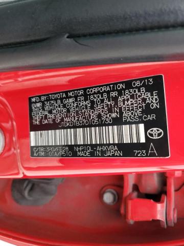 JTDKDTB37D1051730 - 2013 TOYOTA PRIUS C RED photo 10