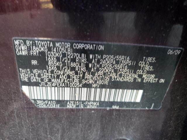 JTLZE4FEXA1100254 - 2010 TOYOTA SCION XB იასამნისფერი ფოტო 10