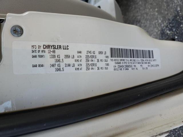 2D8HN54139R605543 - 2009 DODGE GRAND CARA WHITE photo 10