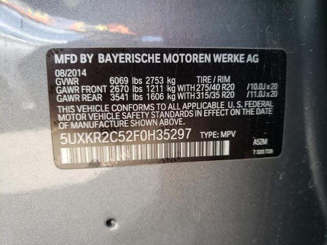 5UXKR2C52F0H35297 - 2015 BMW X5 SDRIVE3 GRAY photo 12