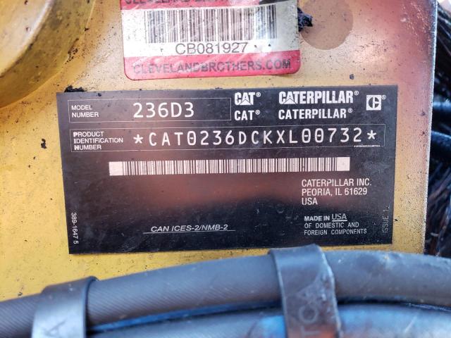 CAT0236DCKXL00732 - 2019 CATERPILLAR SKID STEER YELLOW photo 10