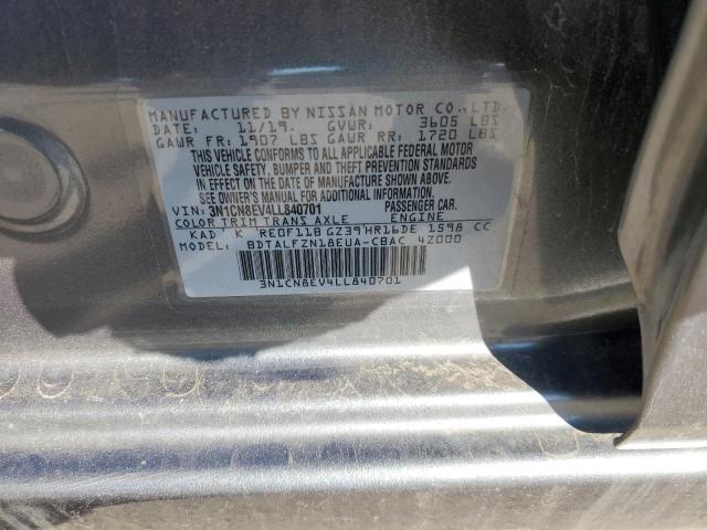 3N1CN8EV4LL840701 - 2020 NISSAN VERSA SV GRAY photo 12