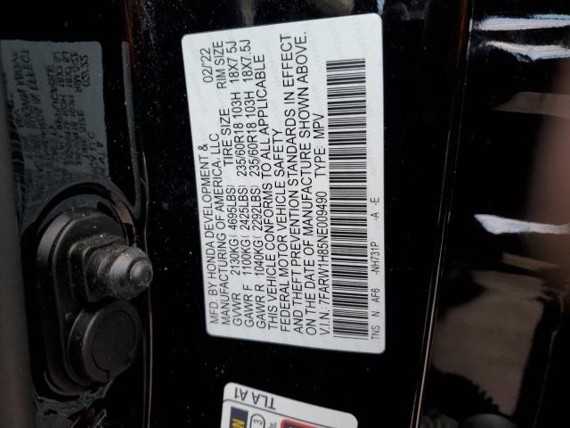 7FARW1H85NE009490 - 2022 HONDA CR-V EXL BLACK photo 10