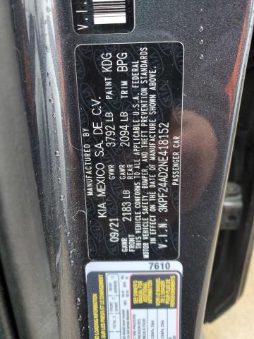 3KPF24AD2NE418152 - 2022 KIA FORTE FE GRAY photo 12