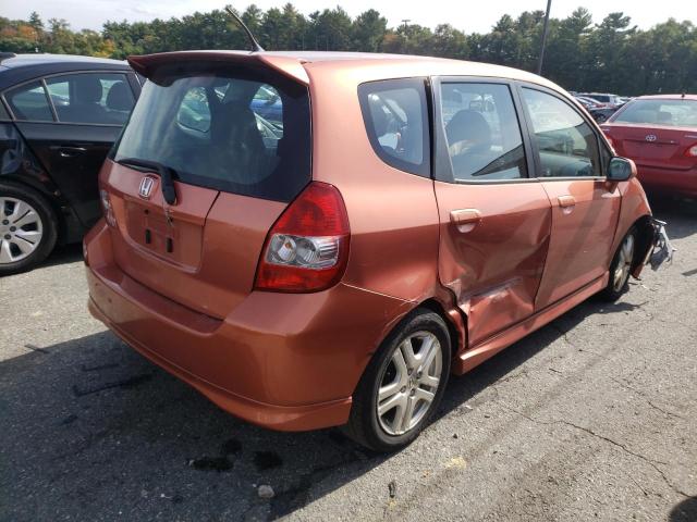 JHMGD38677S001978 - 2007 HONDA FIT S ORANGE photo 4