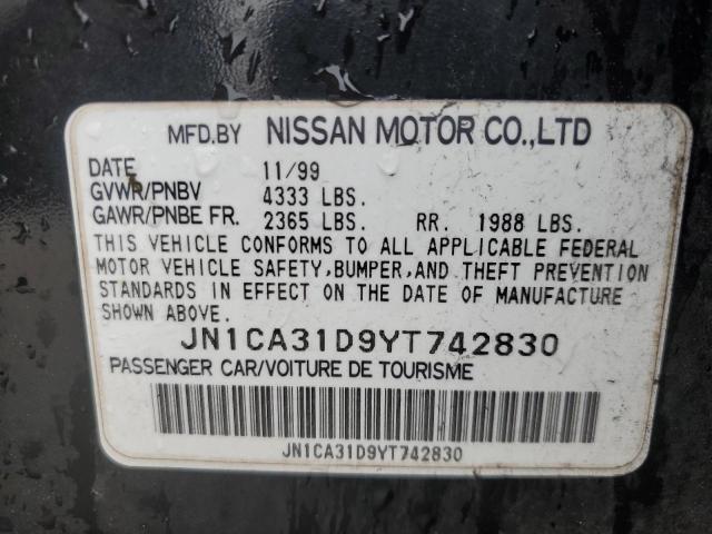 JN1CA31D9YT742830 - 2000 NISSAN MAXIMA GLE BLACK photo 10