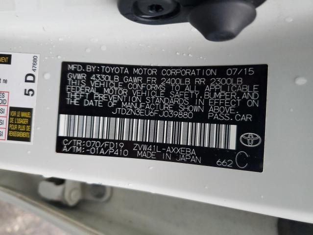 JTDZN3EU6FJ039880 - 2020 TOYOTA PRIUS V WHITE photo 10