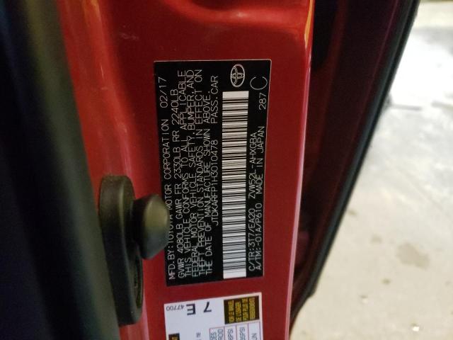 JTDKARFP1H3010478 - 2017 TOYOTA PRIUS PRIM 红色 照片 13