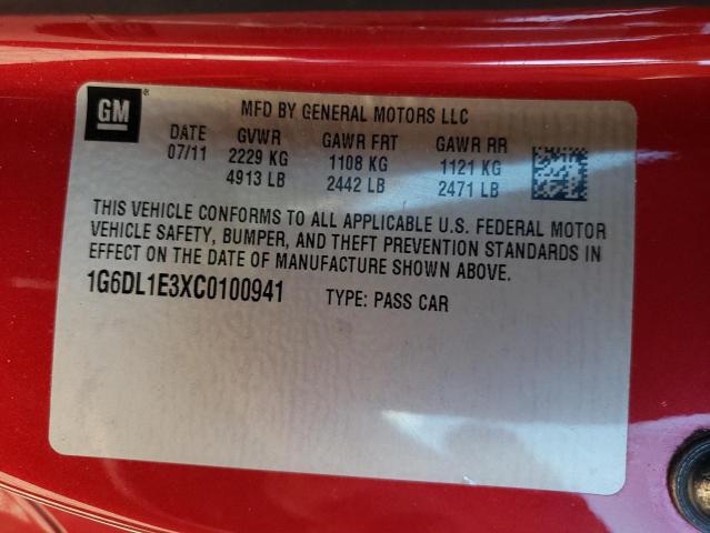 1G6DL1E3XC0100941 - 2012 CADILLAC CTS PERFOR Bordo fotoğraf 10