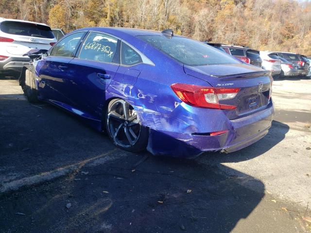 1HGCV1F31NA031296 - 2022 HONDA ACCORD SPO BLUE photo 3