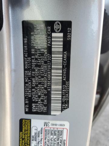 4T1BE46K87U627327 - 2007 TOYOTA CAMRY CE SILVER photo 10