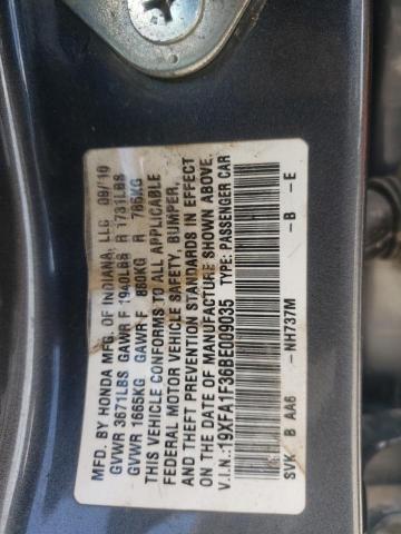 19XFA1F36BE009035 - 2011 HONDA CIVIC VP GRAY photo 10