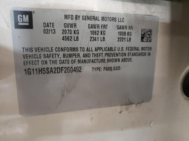 1G11H5SA2DF260492 - 2013 CHEVROLET MALIBU LTZ ბეჟი ფოტო 10