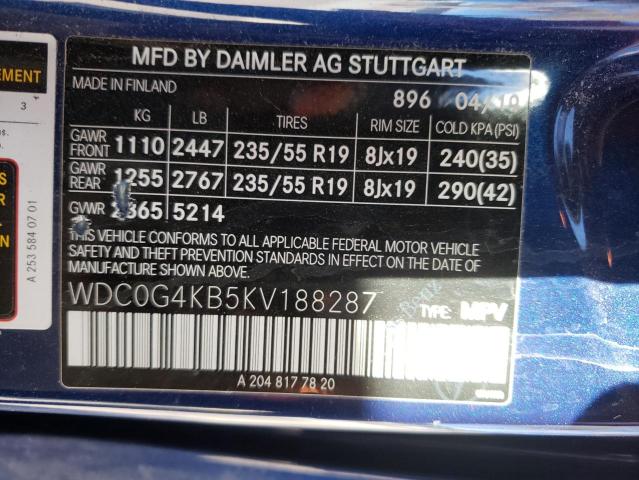 WDC0G4KB5KV188287 - 2019 MERCEDES-BENZ GLC 300 4M BLUE photo 10